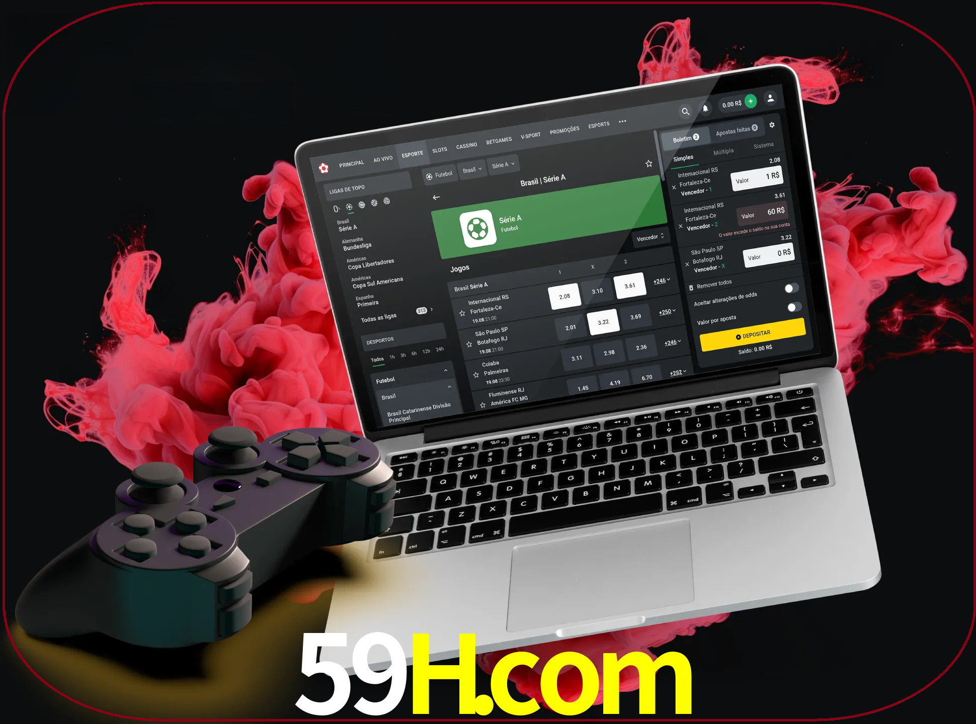 Visite a secção especial de jogos de vídeo em 59h para descobrir em que jogos pode apostar e ganhar muito dinheiro.